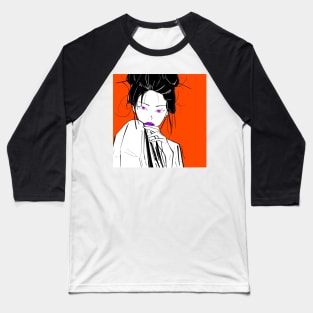 kimono girl ecopop orange art Baseball T-Shirt